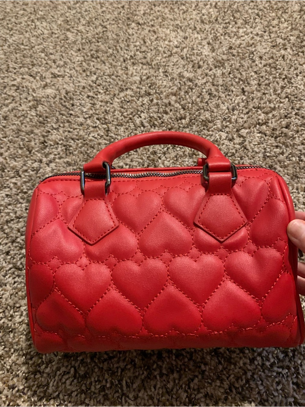 Betsey Johnson Red Quilted Heart Satchel with Detachable Strap - Picture 3 of 7
